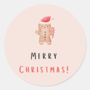 Vrolijk kerstpastel roze ontbijtkoek ronde sticker