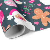 Vrolijk kerstpatroon cadeaupapier (Rol Hoek)