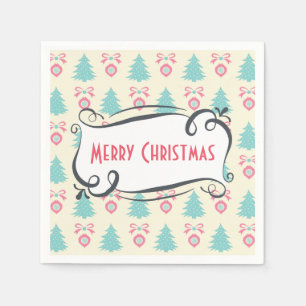 Vrolijk kerstpatroon met Trees Baubles & Bows Servetten