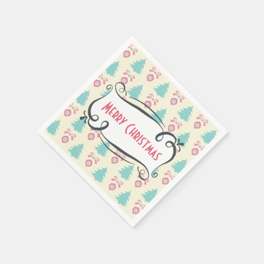 Vrolijk kerstpatroon met Trees Baubles & Bows Servetten (Hoek)
