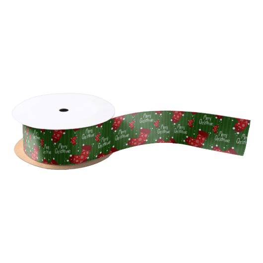 Vrolijk kerstpatroon rood en groen lint (Spoel)