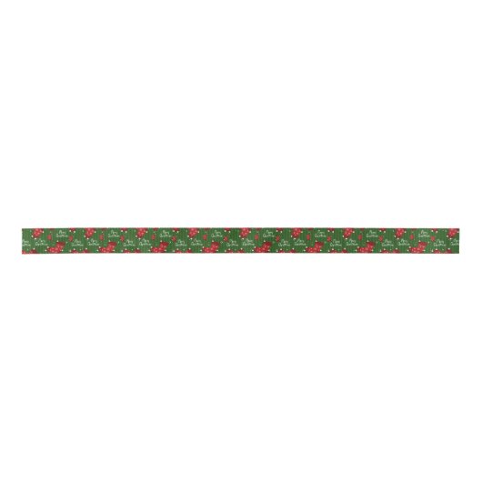 Vrolijk kerstpatroon rood en groen lint (Voorkant)