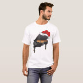 Vrolijk kerstpiano met Santa Hat Essential Cos T-shirt (Voorkant volledig)