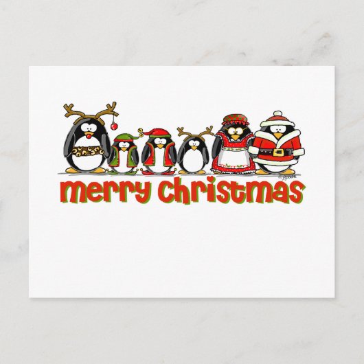 Vrolijk kerstpinguïns feestdagenkaart (Voorkant)