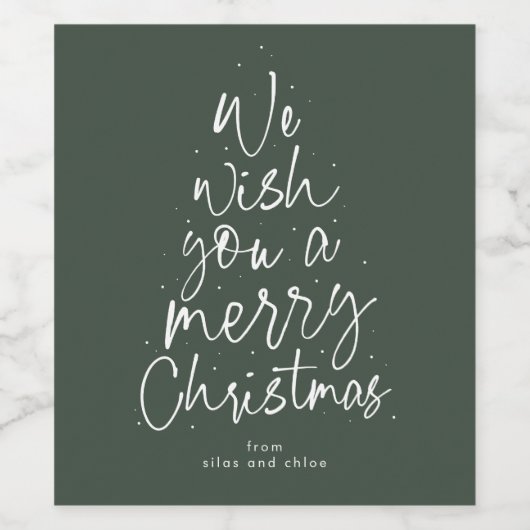 Vrolijk kerstplezier groene gepersonaliseerde vaka wijn etiket (Enkel label)