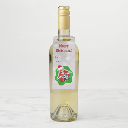 Vrolijk kerstplezier Skeleton Ornamenten in Circle Flessenhanger (Op fles)