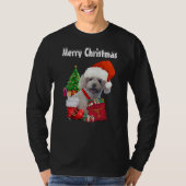 Vrolijk kerstpoedel T-shirt met lange mouwen (Voorkant)