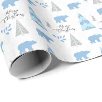 Vrolijk kerstpolaire beren met witte winter cadeaupapier