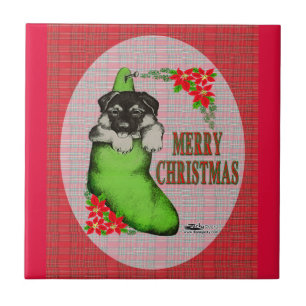 Vrolijk kerstpuppy tegeltje