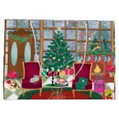 Vrolijk kerstraam dorp scène groot cadeauzakje (Achterkant)