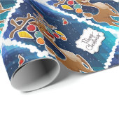 Vrolijk kerstrancer rennieren cadeaupapier (Rol Hoek)