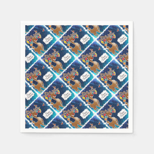 Vrolijk kerstrancer rennieren servet