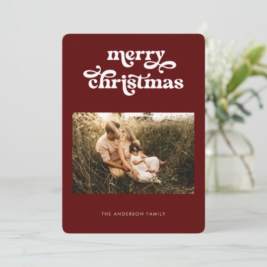 Vrolijk kerstrecro Typografische Stippen Kaart (Staand voorkant)