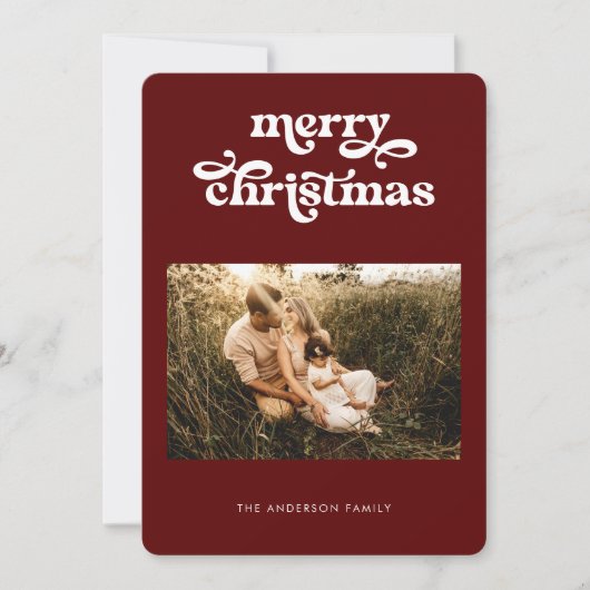 Vrolijk kerstrecro Typografische Stippen Kaart (Voorkant)