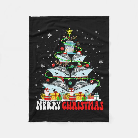Vrolijk Kerstrendier Elf Santa Cruise Ships Xm Fleece Deken (Voorkant)