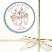 Vrolijk Kerstrendier gepersonaliseerde naam Ronde Sticker