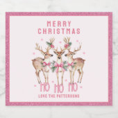 Vrolijk Kerstrendier gepersonaliseerde naam Sparkling Wijnetiket (Enkel label)