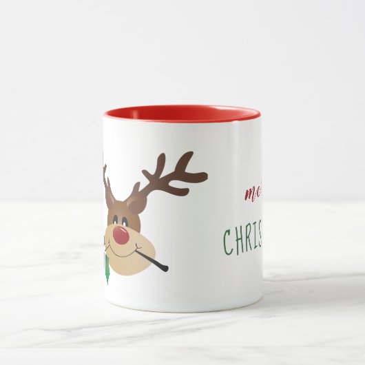 Vrolijk kerstrendier met mistletoe mok (Midden)