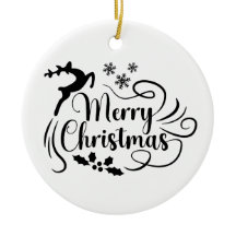 Vrolijk Kerstrendier Zwart & Wit Ornament