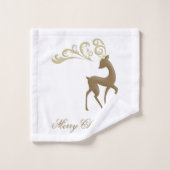 Vrolijk kerstrendiertje bad handdoek (Wasdoekje)