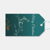 Vrolijk kerstrendiertje en mistletoe cadeaulabel (Voorkant (Horizontaal))