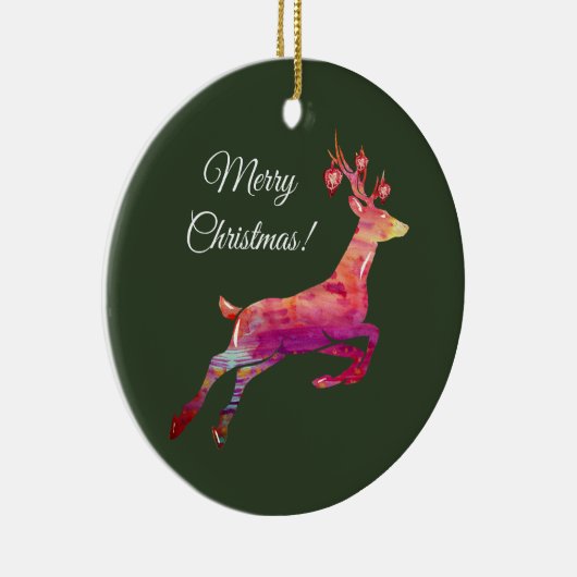 Vrolijk kerstrendiertje keramisch ornament (Rechts)