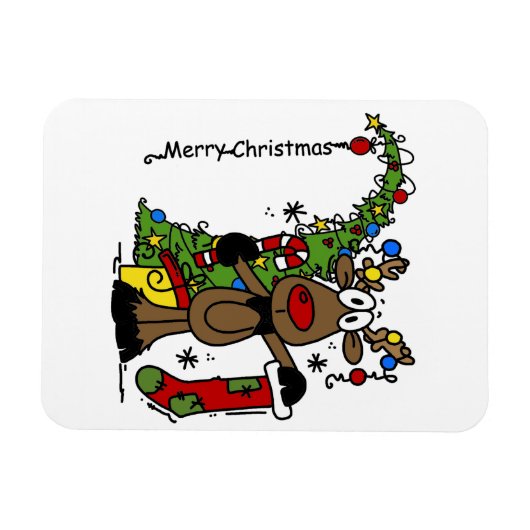 Vrolijk kerstrendiertje magneet (Horizontaal)