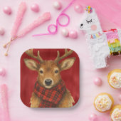 Vrolijk kerstrendiertje papieren bordje (Feest)