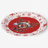 Vrolijk kerstrendiertje papieren bordje (Gekanteld)