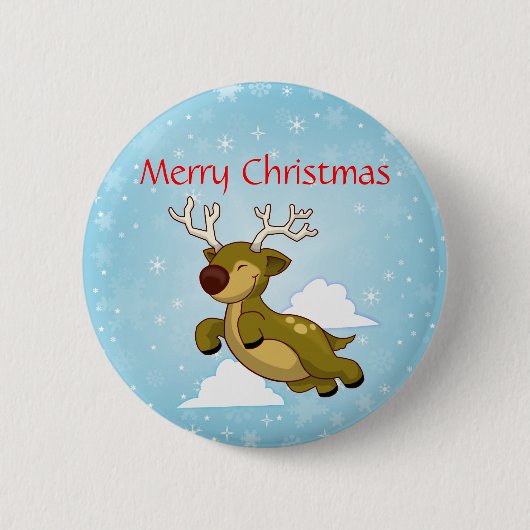 Vrolijk kerstrendiertje ronde button 5,7 cm (Voorkant)