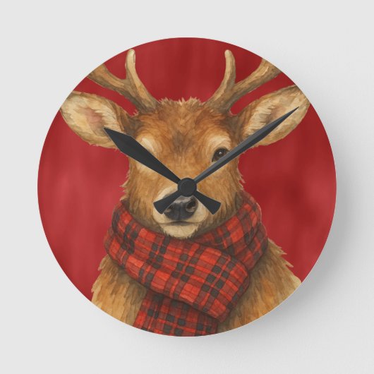 Vrolijk kerstrendiertje ronde klok (Voorkant)