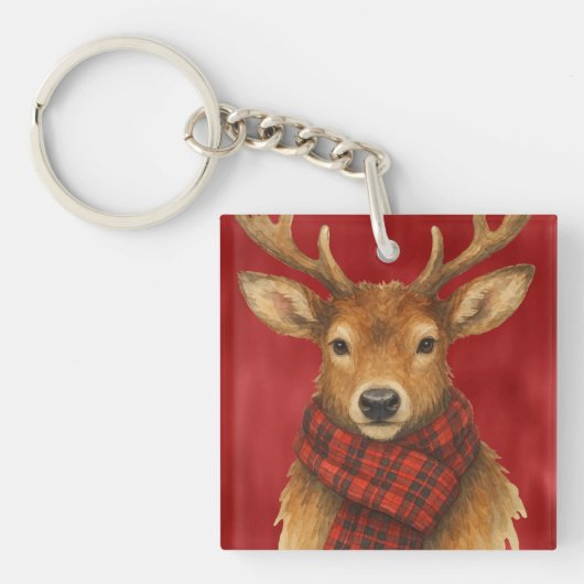 Vrolijk kerstrendiertje sleutelhanger (voorkant)