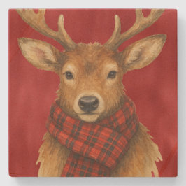 Vrolijk kerstrendiertje stenen onderzetter