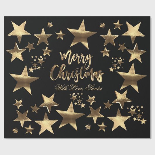 Vrolijk kerstritsritme Black Gold Elegant Script Cadeaupapier (Vlak)
