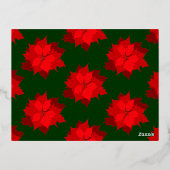 Vrolijk kerstrood 5 foto's rood groen punsettia folie feestdagen briefkaart (Achterkant)