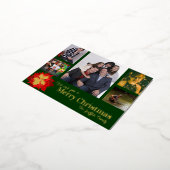 Vrolijk kerstrood 5 foto's rood groen punsettia folie feestdagen briefkaart (Gedraaid)