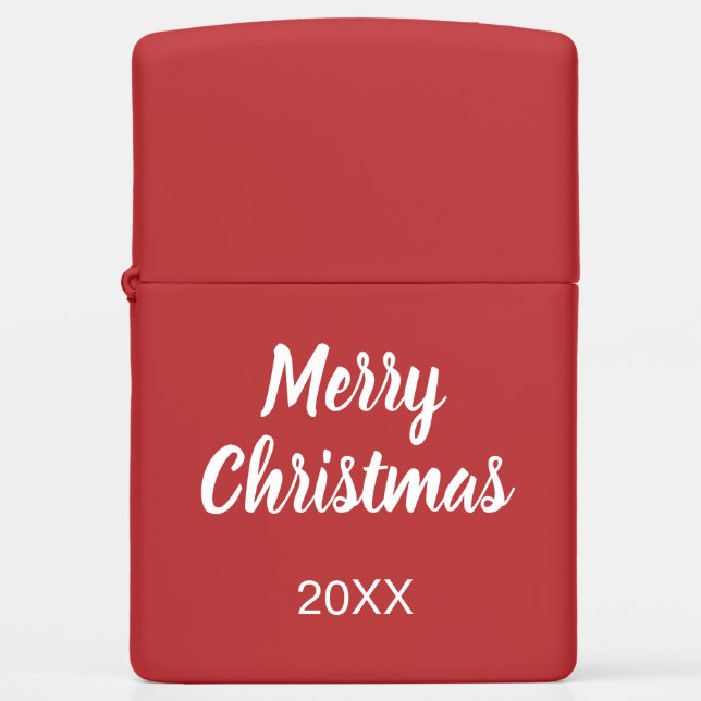 Vrolijk kerstrood aangepast jaar Zippo Lighter (Voorkant)