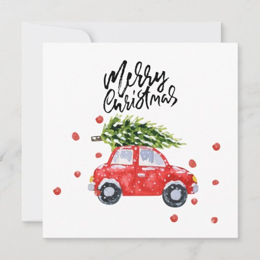 Vrolijk kerstrood auto met kerstboom Kaart (Voorkant)