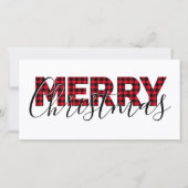 Vrolijk kerstrood buffelbord en kalligrafie feestdagenkaart (Voorkant)