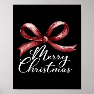 Vrolijk Kerstrood Coquette Boog Vrolijk en Helder Poster
