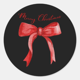 Vrolijk Kerstrood Coquette Boog Vrolijk en Helder Ronde Sticker