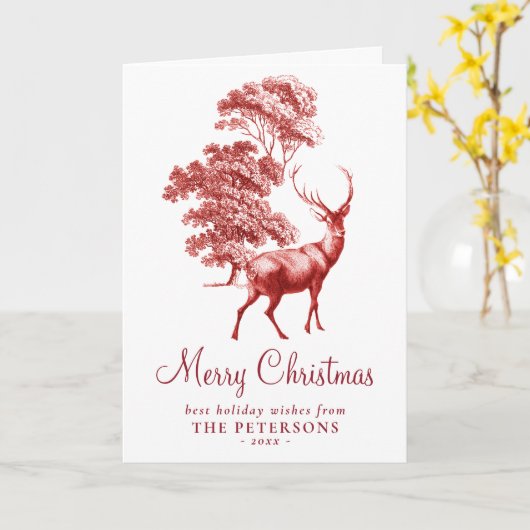 Vrolijk kerstrood  Deer Kaart (Gele Bloem)