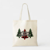 Vrolijk kerstrood en groen Buffel geruite Bomen Tote Bag (Achterkant)