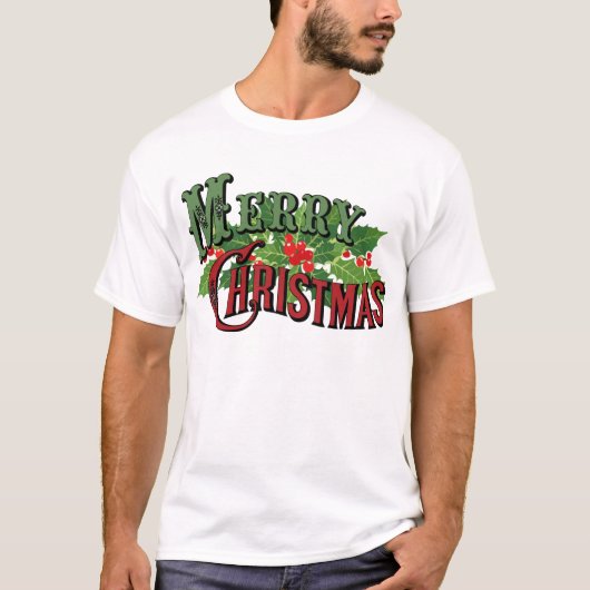 Vrolijk kerstrood en groen t-shirt (Voorkant)