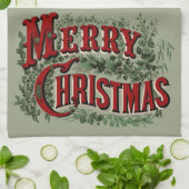 Vrolijk kerstrood en groen theedoek