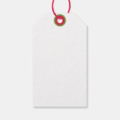 Vrolijk kerstrood en groen Waterverf krans Cadeaulabel (Achterkant)