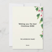 Vrolijk kerstrood en groen Waterverf krans Feestdagenkaart (Achterkant)