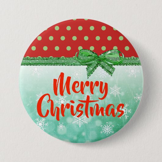 Vrolijk kerstrood en groene feestdag Button (Voorkant)