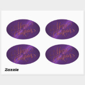 Vrolijk kerstrood en Paarse ingeslagen blik Ovale Sticker (Vel)