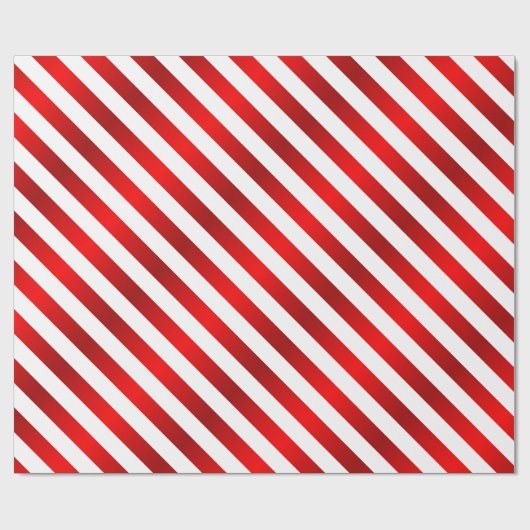 Vrolijk kerstrood en wit Snoep Stripes Cadeaupapier (Vlak)